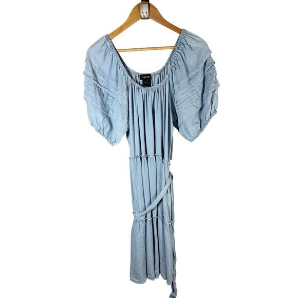 Karen Kane Tiered Short Fit & Flare Chambray Dress Medium - Picture 2 of 9
